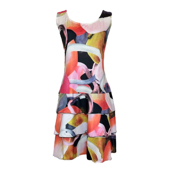 Women's Ruffle Tank Dress Size L Print Summer Dress Michael Tyler NWT - Picture 4 of 6